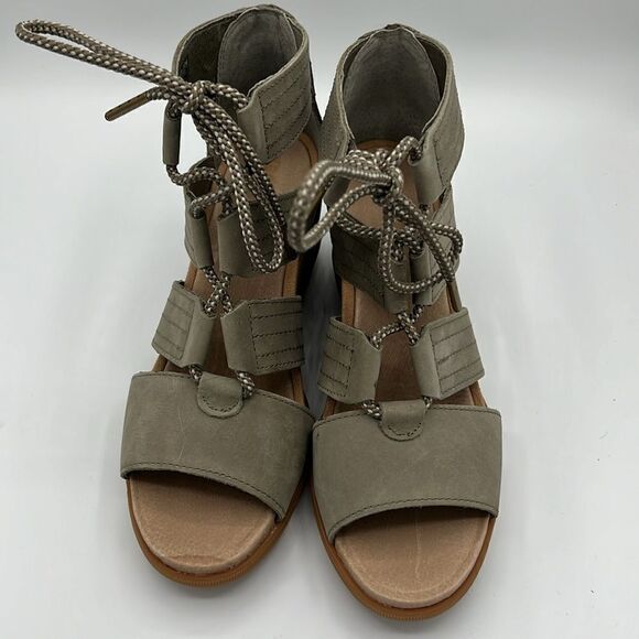 Sorel Joanie II Ghillie Lace Up Gladiator Wedge Sage Green-8.5. B45 - Picture 9 of 14